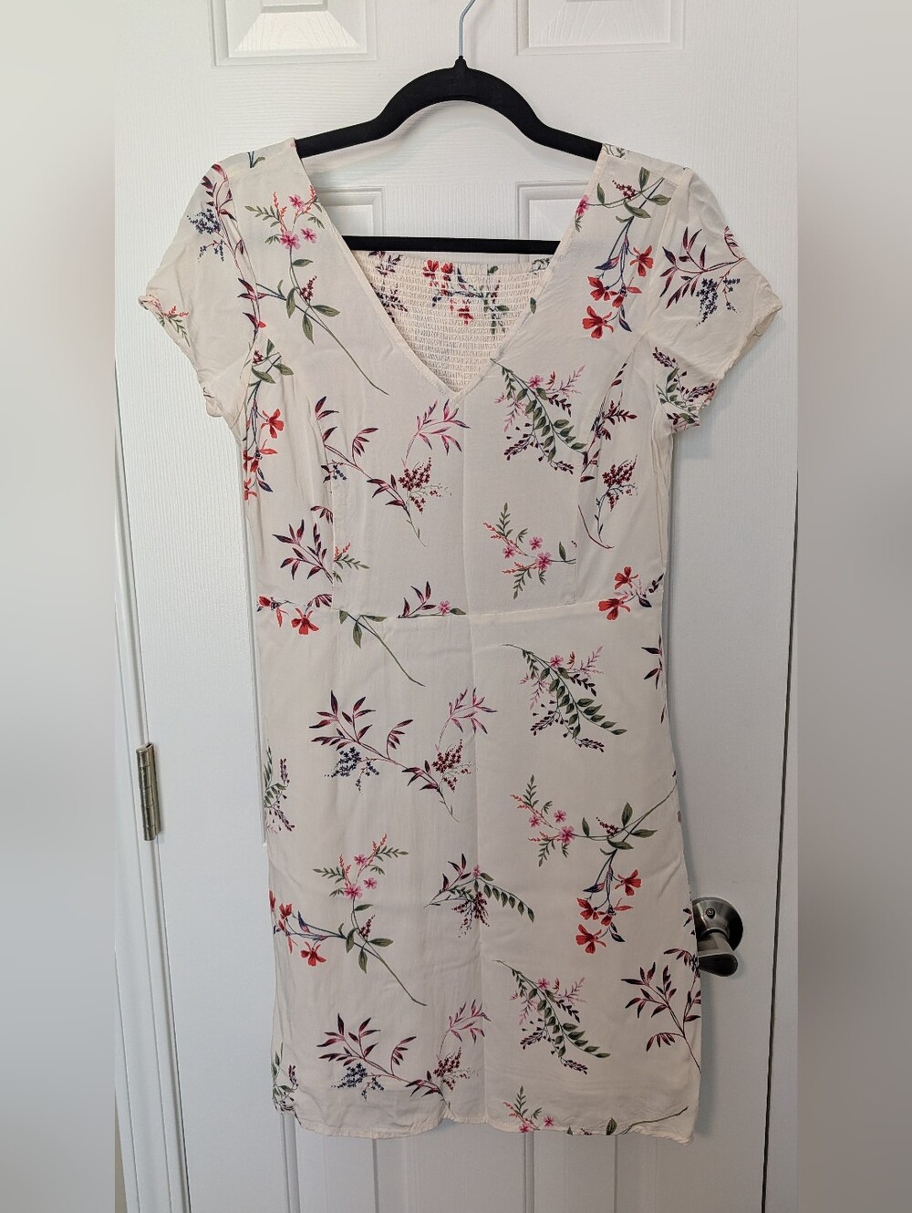 Old Navy Cream Mini Dress with Multi-Color Floral Print